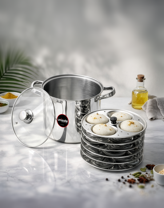 UNISAFE Stainless Steel Idli cooker-6 Plates(24 Idlis)