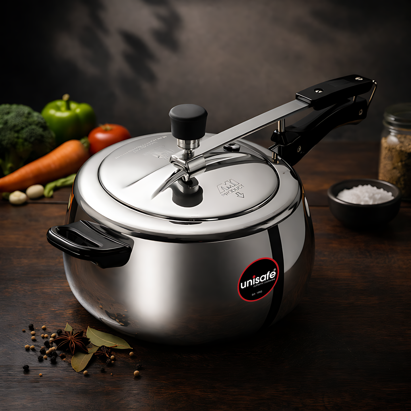 UNISAFE 6.5l Aluminium Platinum IB Inner Lid Pressure Cooker