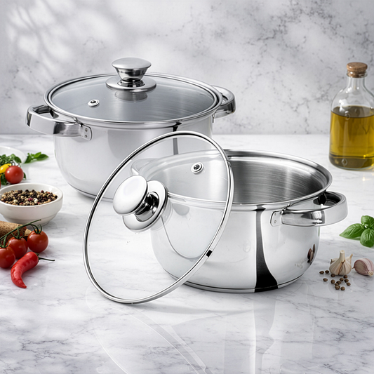 UNISAFE Stainless Steel Cook & Serve 4 Pcs set with Glass Lid