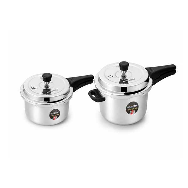 UNISAFE 3l & 5l Triply Platinum Tri-Pro outerlid Combo Pressure Cooker