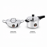 UNISAFE Triply Combo | 5L Outerlid Pressure Cooker + 24cm| 2.5L Kadai with SS Lid