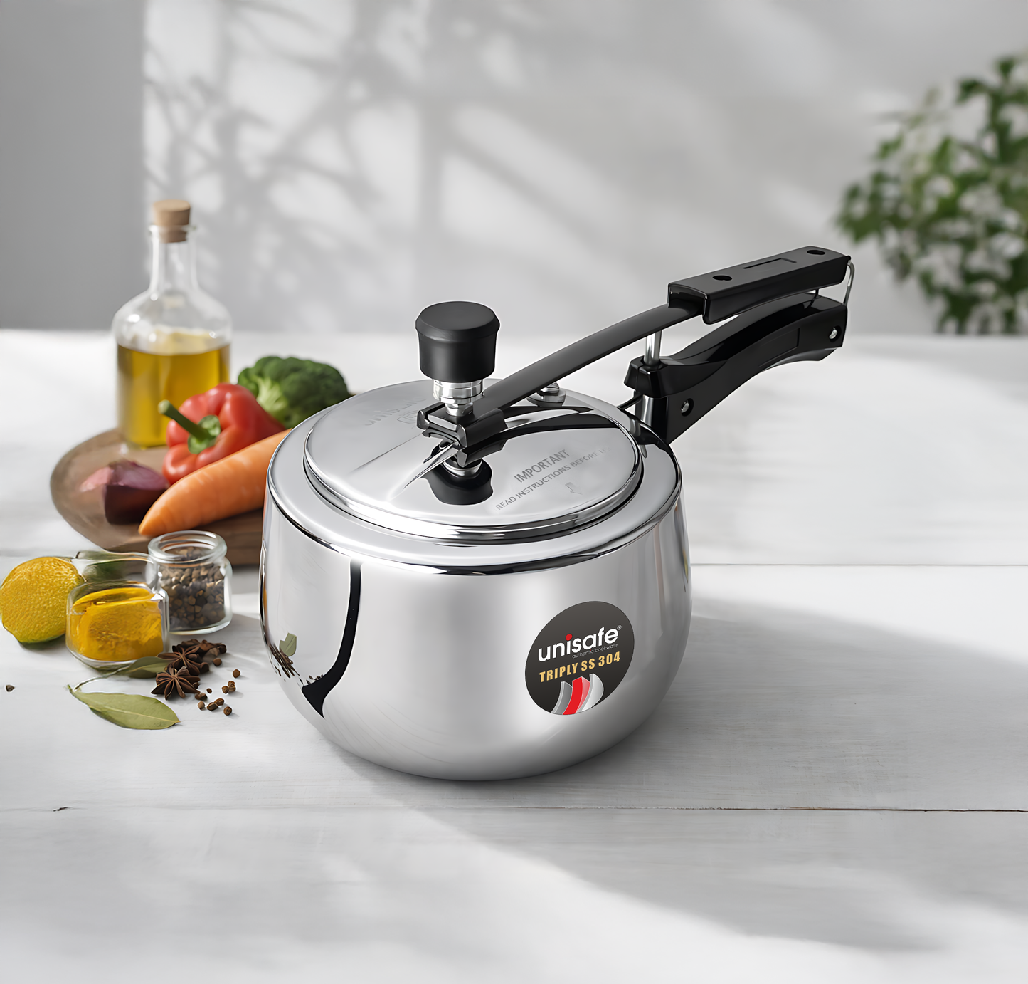 UNISAFE 3l Triply Platinum Tri-Pro Inner Lid Pressure Cooker