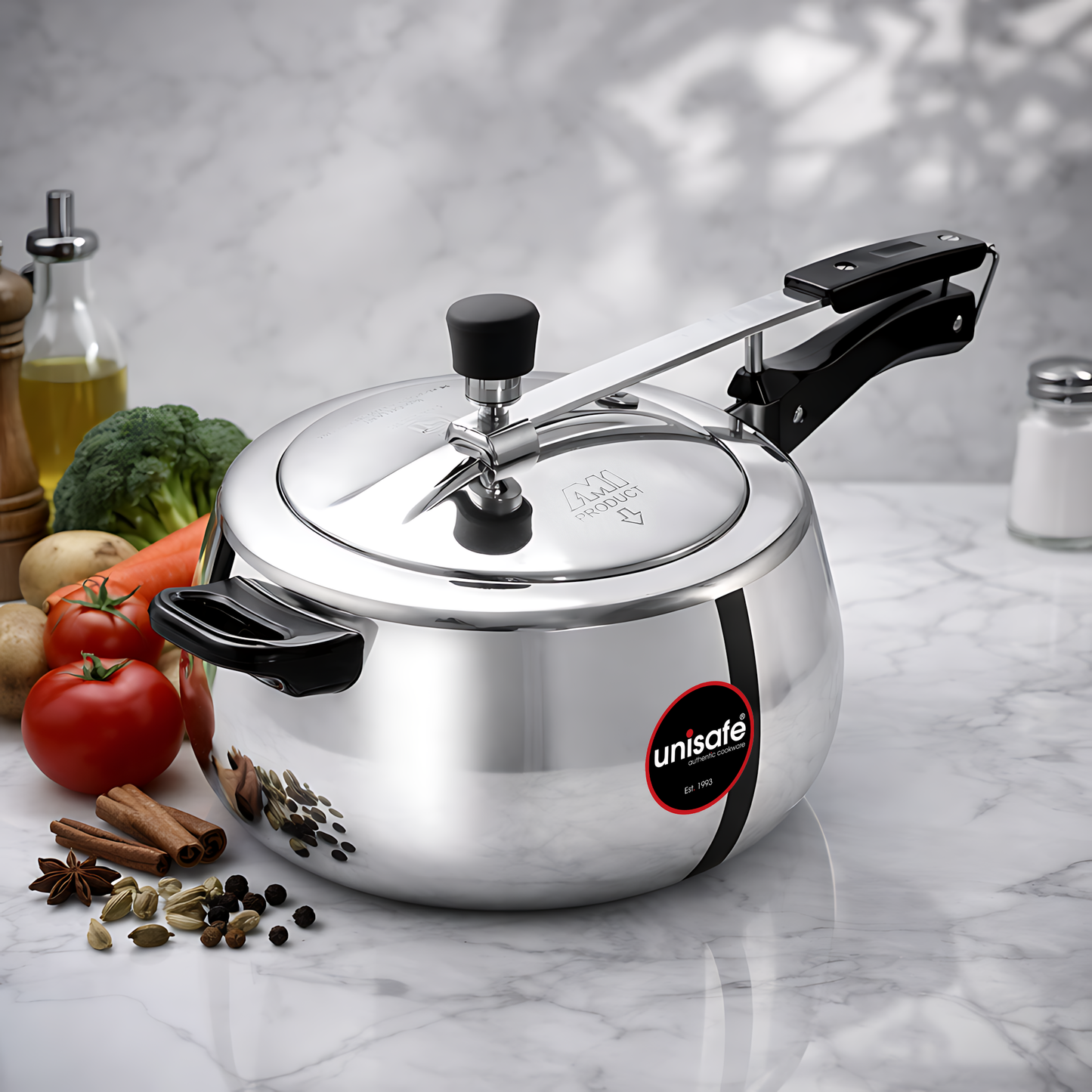 UNISAFE 6.5l Aluminium Platinum IB Inner Lid Pressure Cooker