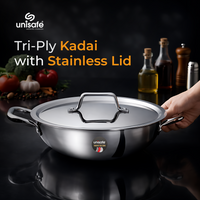 UNISAFE Tri-Ply Kadai With Stainless Steel Lid