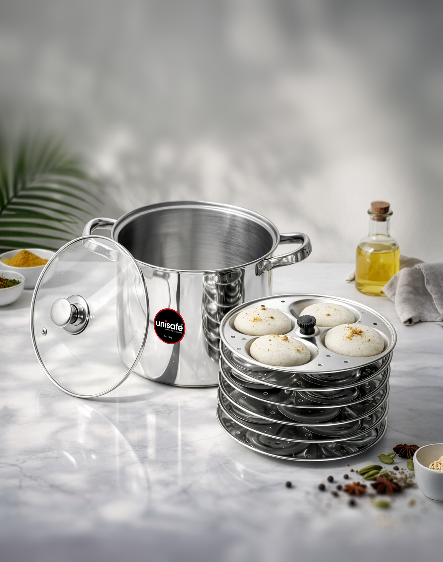 UNISAFE Stainless Steel Idli cooker-6 Plates(24 Idlis)