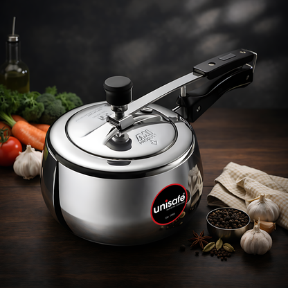 UNISAFE 2.5l Aluminium Platinum IB Inner Lid Pressure Cooker