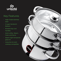 UNISAFE Stainless Steel 3-Tier 20cm Multi Steam Cooker