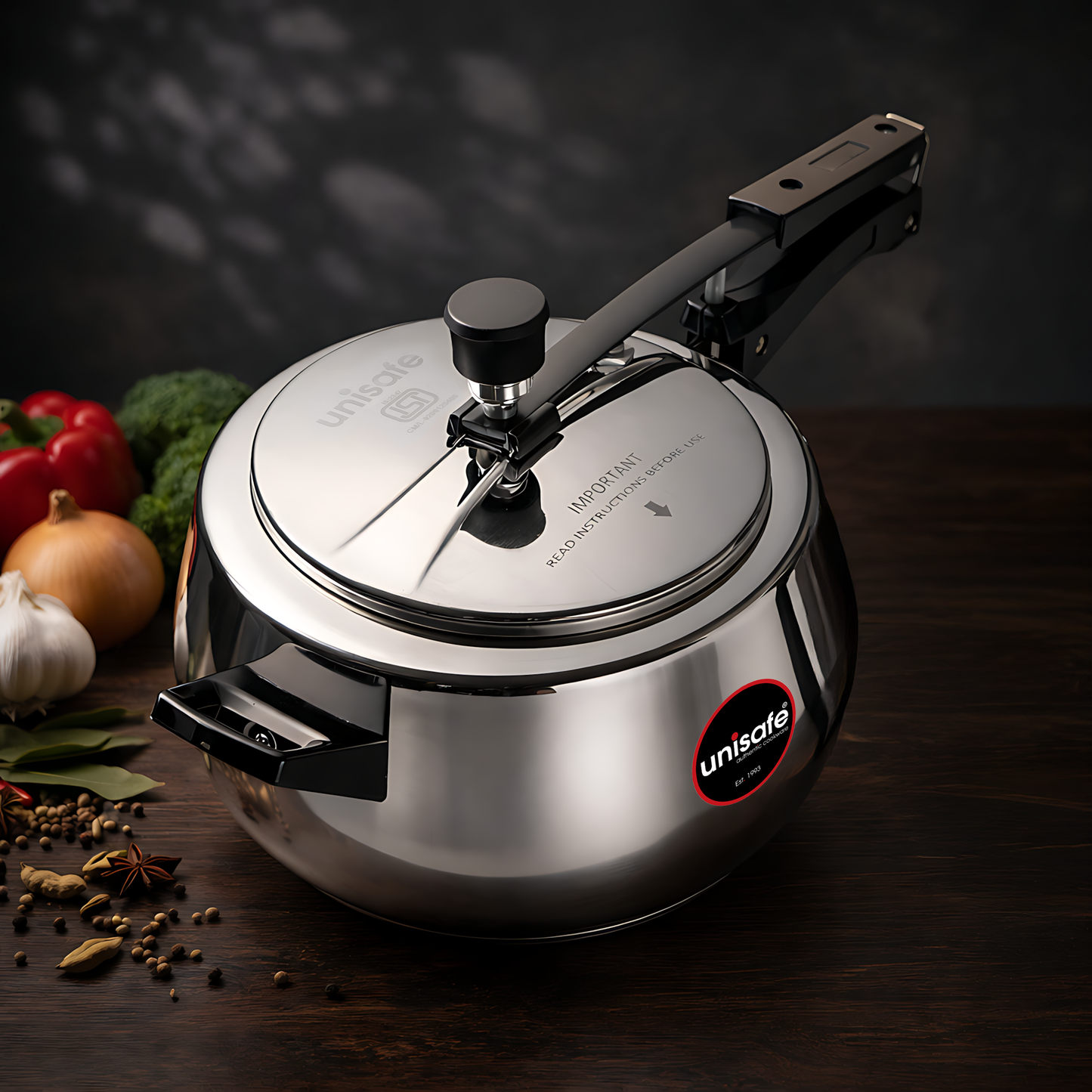 UNISAFE 6.5l Stainless Steel Platinum Inner Lid Pressure Cooker