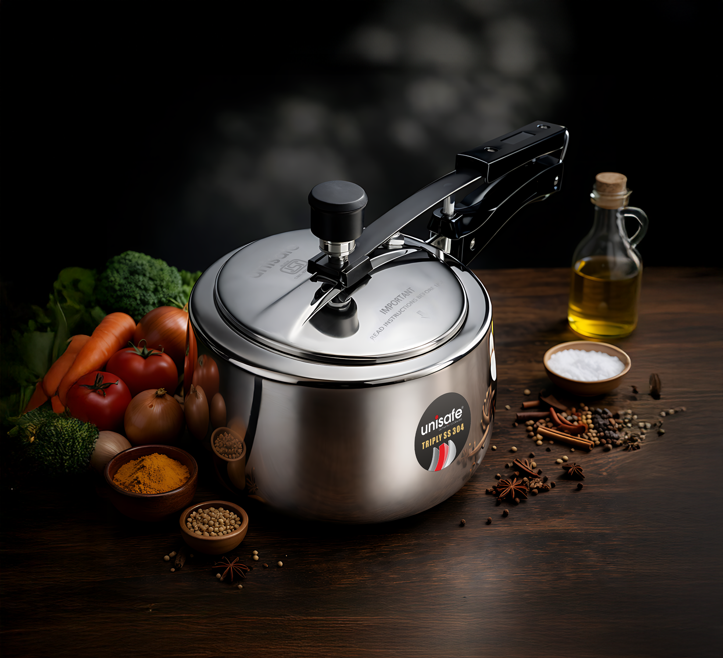 UNISAFE 3l Triply Platinum Tri-Pro Inner Lid Pressure Cooker