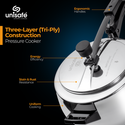 UNISAFE 5l Triply Platinum Tri-Pro Inner Lid Pressure Cooker