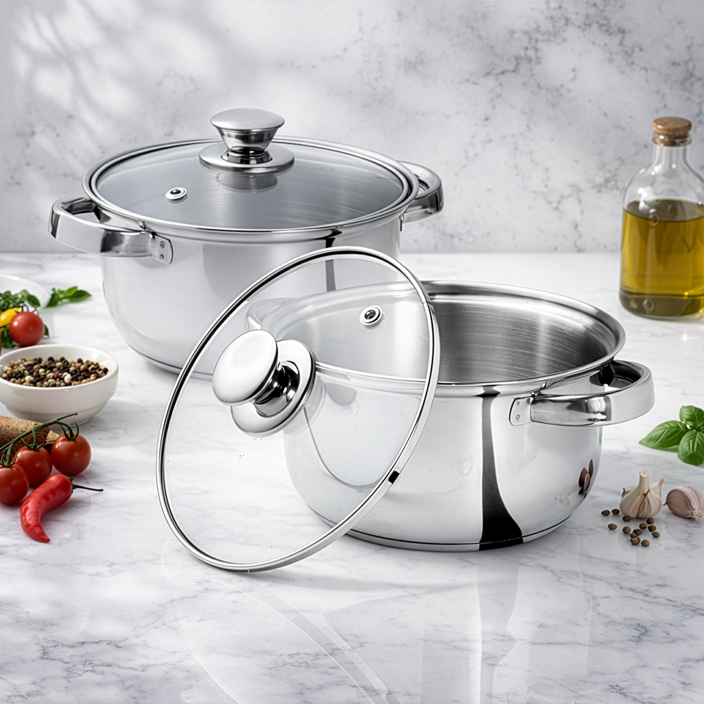 UNISAFE Stainless Steel Cook & Serve 4 Pcs set with Glass Lid