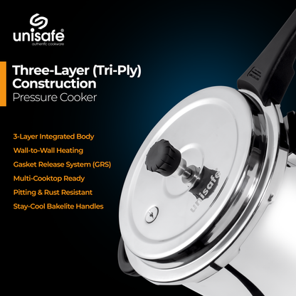 UNISAFE 5l Triply Platinum Tri-Pro outerlid Pressure Cooker