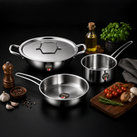 UNISAFE Tri-Ply Cookware Set | 24cm Kadai with SS Lid, 20cm Frypan & 14cm Saucepan