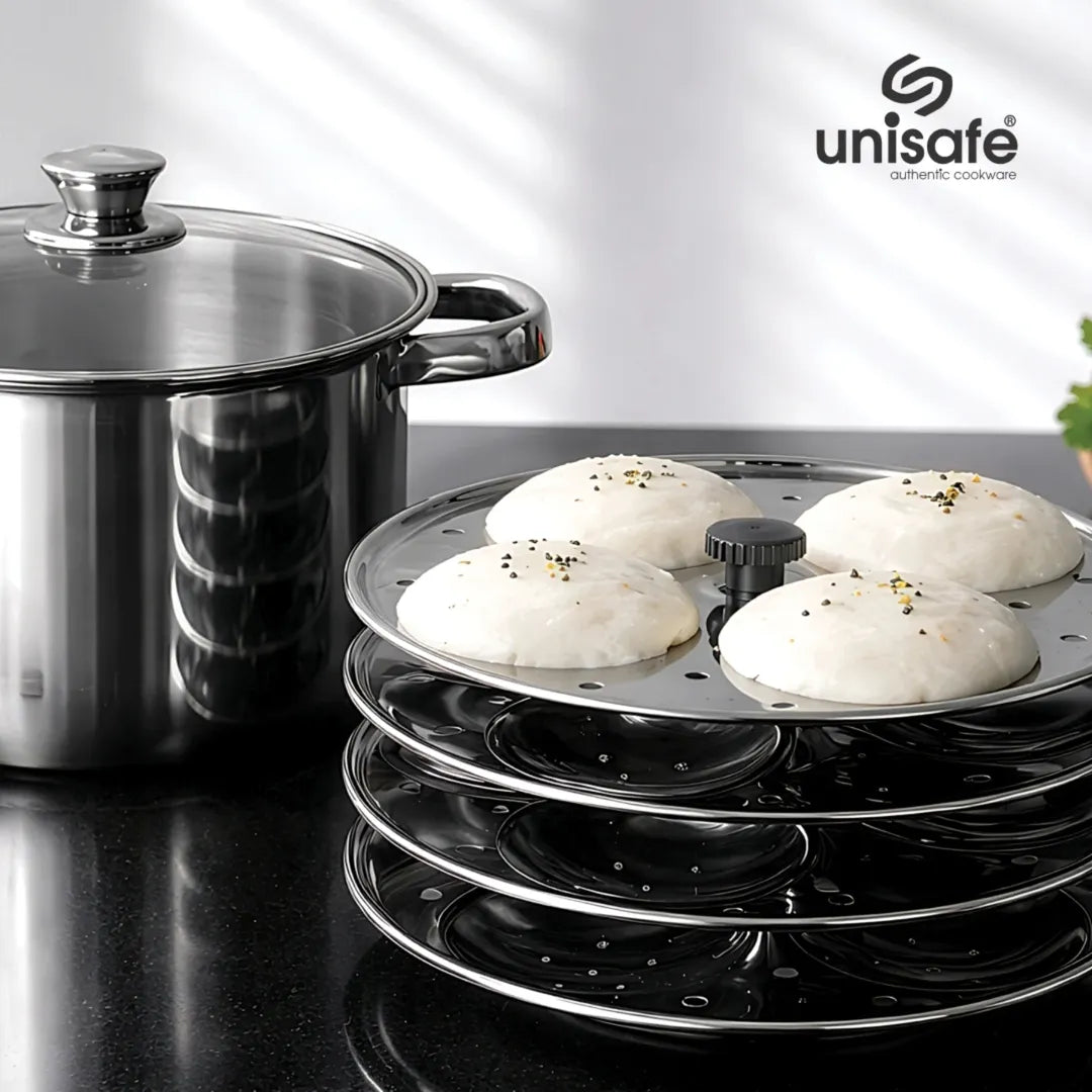 UNISAFE Stainless Steel Idli cooker-4 Plates(16 Idlis)