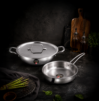 UNISAFE Tri-Ply Cookware Set | 26cm Kadai with SS Lid, 24cm Frypan