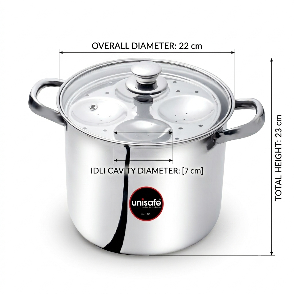 UNISAFE Stainless Steel Idli cooker-6 Plates(24 Idlis)
