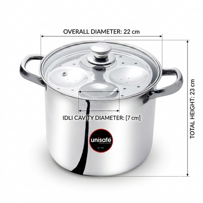 UNISAFE Stainless Steel Idli cooker-6 Plates(24 Idlis)