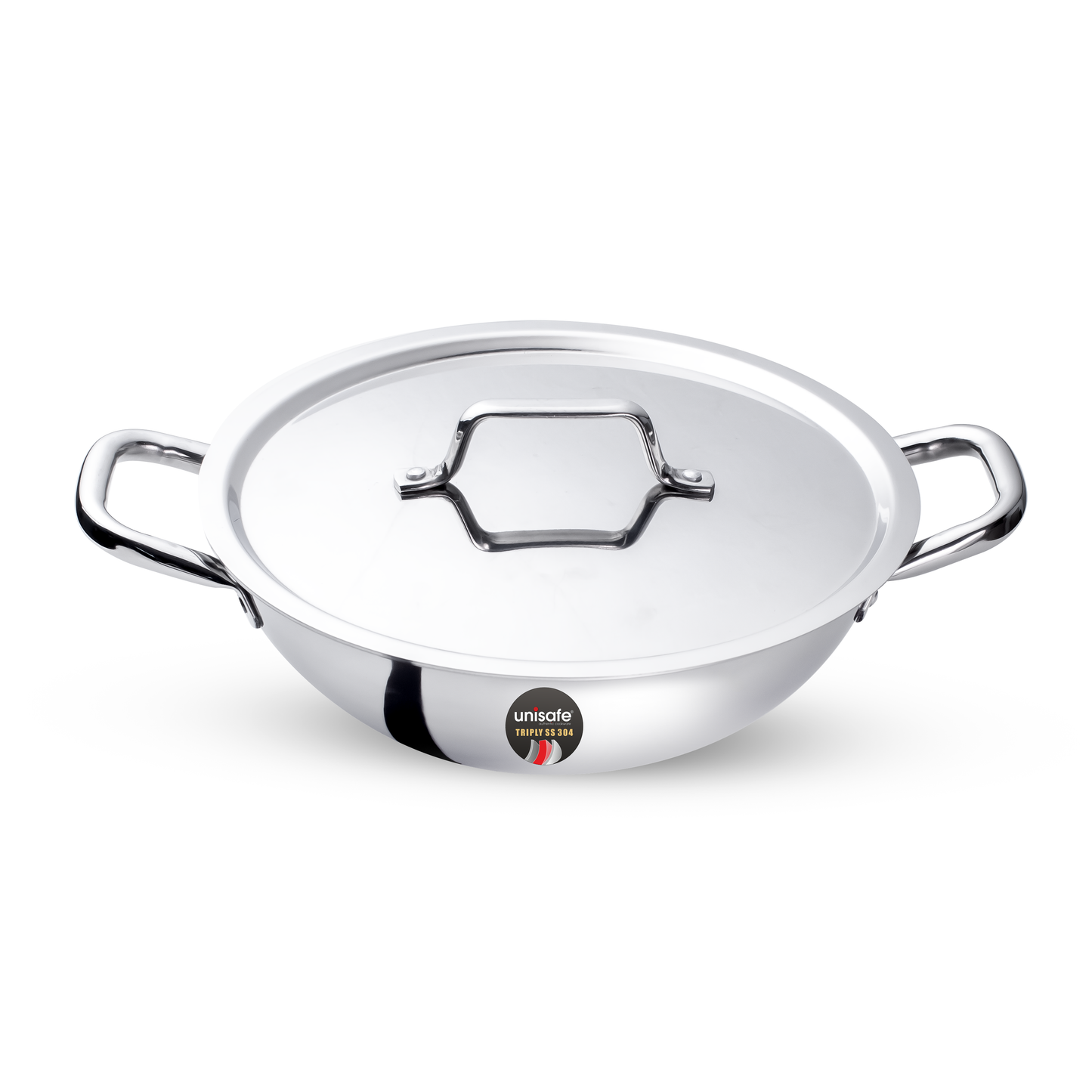 UNISAFE 22cm Tri-Ply Kadai With Stainless Lid