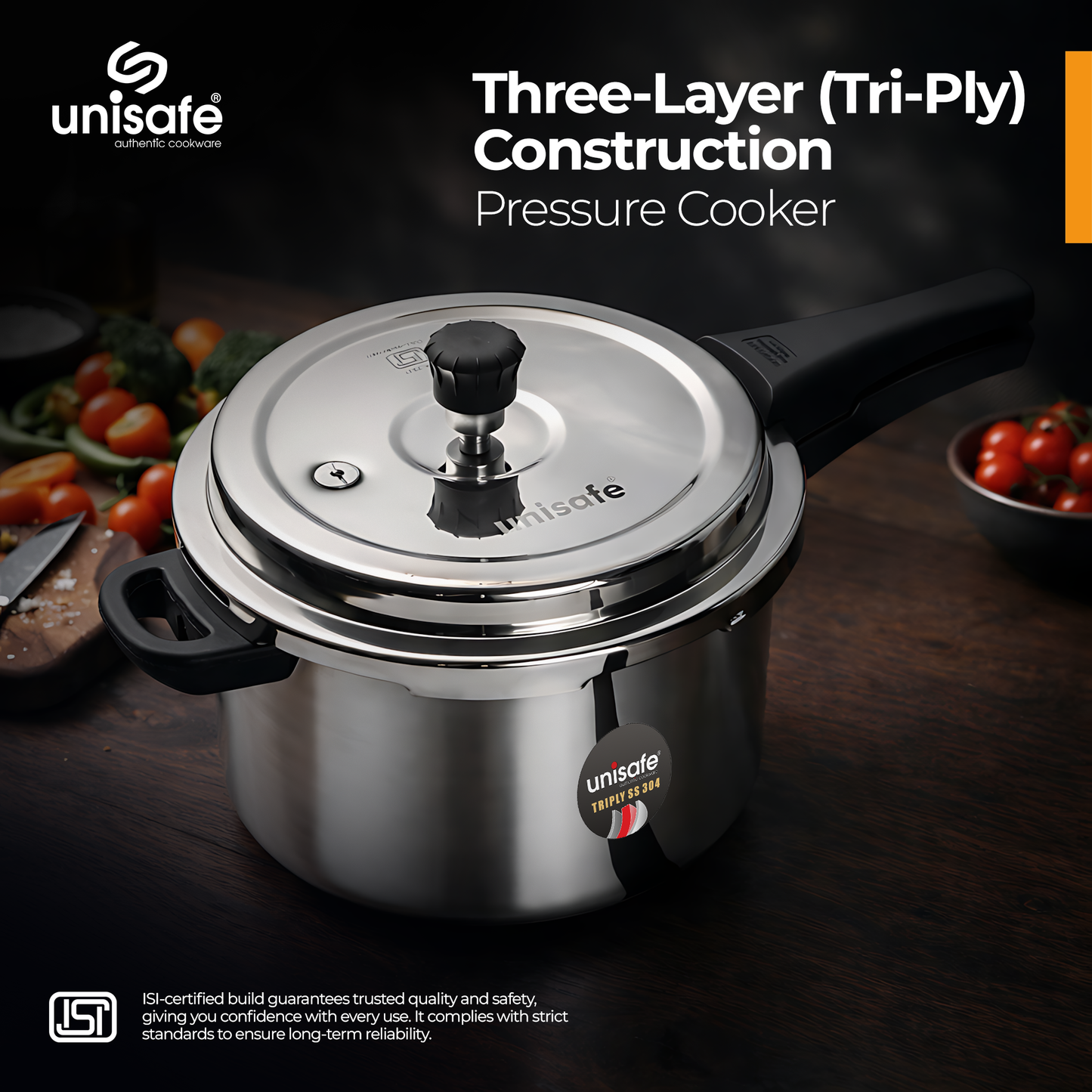 UNISAFE 5l Triply Platinum Tri-Pro outerlid Pressure Cooker