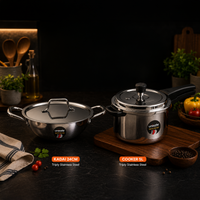 UNISAFE Triply Combo | 5L Outerlid Pressure Cooker + 24cm| 2.5L Kadai with SS Lid