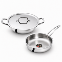 UNISAFE Tri-Ply Cookware Set | 26cm Kadai with SS Lid, 24cm Frypan