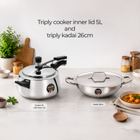 UNISAFE Triply Combo | 5L Innerlid Pressure Cooker + 26cm|3.5L Kadai with SS Lid